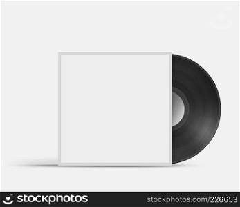 Vinyl record in blank cover envelope isolated on white. Vinyl record in envelope