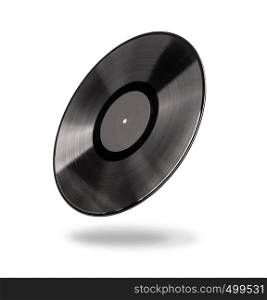 Vinyl record with black label isolated over white with clipping path