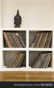 Vinyl records in shelf