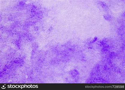 Violet abstract watercolor painting textured on white paper background