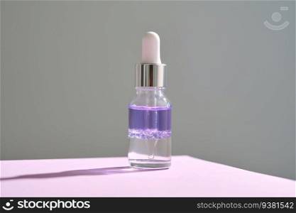 Violet Bi-Phase Facial Serum with Dropper.. Violet two-factor serum with dropper and vials.