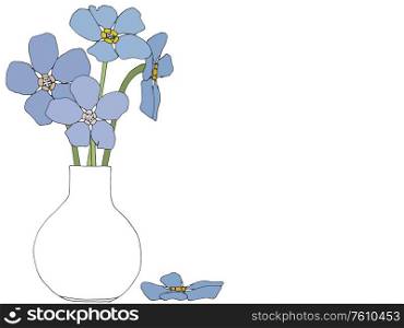 Violet flowers in a pot isolated over white background