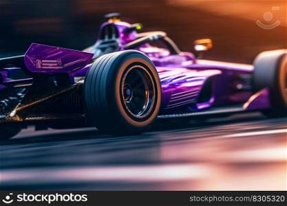 Violet Race Car in Motion Blur. Generative AI. High quality illustration. Violet Race Car in Motion Blur. Generative AI