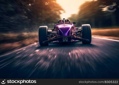 Violet Race Car in Motion Blur. Generative AI. High quality illustration. Violet Race Car in Motion Blur. Generative AI