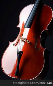 Violin on the black background