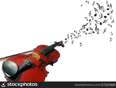 Violin with music notes