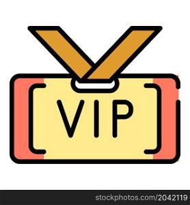 VIP badge icon. Outline VIP badge vector icon color flat isolated. VIP badge icon color outline vector
