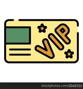 VIP card icon. Outline VIP card vector icon color flat isolated. VIP card icon color outline vector