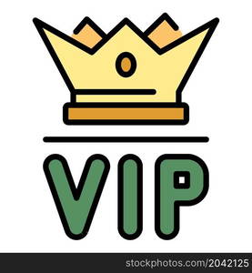 VIP crown icon. Outline VIP crown vector icon color flat isolated. VIP crown icon color outline vector