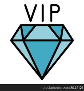 VIP diamond icon. Outline VIP diamond vector icon color flat isolated. VIP diamond icon color outline vector