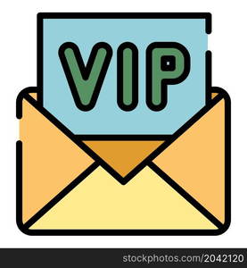 VIP invitation icon. Outline VIP invitation vector icon color flat isolated. VIP invitation icon color outline vector