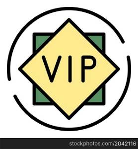 VIP sign icon. Outline VIP sign vector icon color flat isolated. VIP sign icon color outline vector