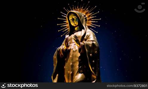 Virgen del carmen catholic religious holiday, female statue against the night sky. Sacred wallpaper concept. AI generated.. Virgen del carmen catholic religious holiday, female statue against the night sky. AI generated.