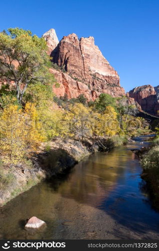 Virgin River Meandering through the Mountains of Zion