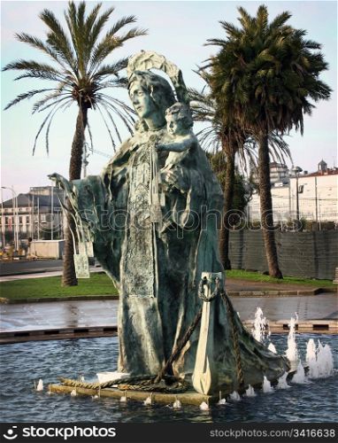 virgin sculpture in Coruna, Spain