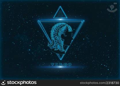 virgo horoscope sign in twelve zodiac with galaxy stars background