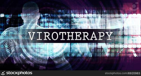 Virotherapy Industry with Futuristic Business Tech Background. Virotherapy Industry