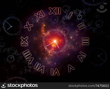 Virtual Clocks. Faces of Time series. Design made of clock dials and abstract elements to serve as background for projects on science, education and modern technologies