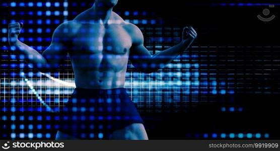 Virtual Fitness Trainer with Immersive Workout Technology Concept. Virtual Fitness