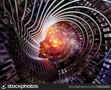 Virtual Mind series. Concept illustration of multiple human profiles in abstract space on subject of education, science and modern technologies.