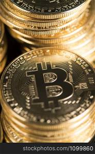 Virtual money, Currency. Bitcoin coins, financial