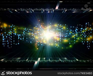 Virtual network, light and fractal element composition on the subject of digital communication, internet and future technologies