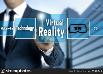 virtual reality touchscreen concept background.. virtual reality touchscreen concept background