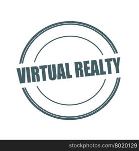 Virtual Realty Grey stamp text on circle on white background