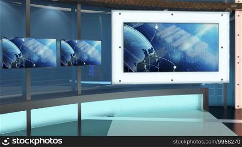 Virtual TV Studio News Set 27. Green screen background. 3d Rendering. Virtual set studio for chroma footage. wherever you want it, With a simple setup, a few square feet of space, and Virtual Set
