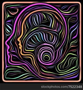 Virtual Woodcut. Life Lines series. Creative arrangement of human profile and woodcut pattern for projects on human drama, poetry and inner symbols