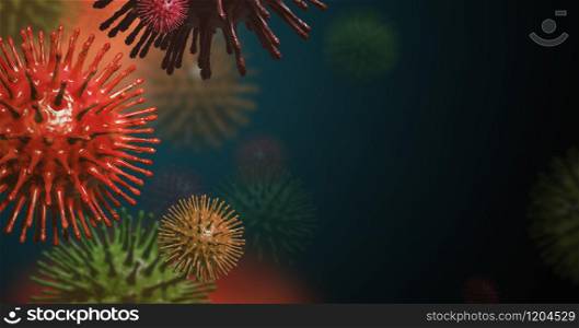 Virus background with copy space 3D Render