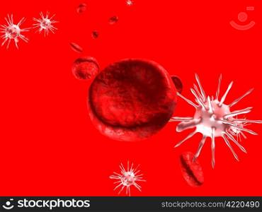 virus in human blood. 3d