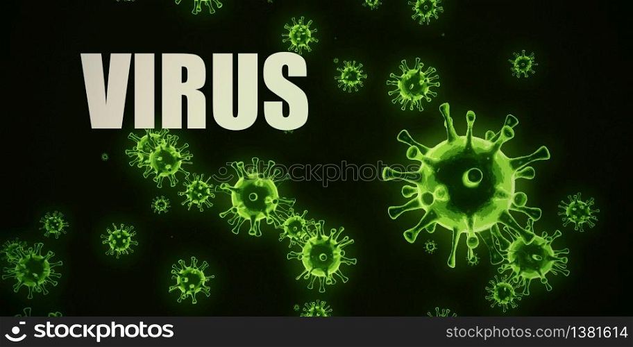 Virus Infection Disease Concept in Black and Green. Virus