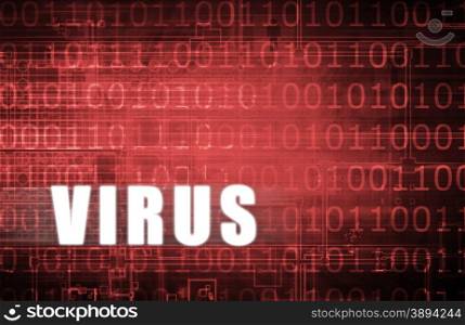 Virus on a Digital Binary Warning Abstract
