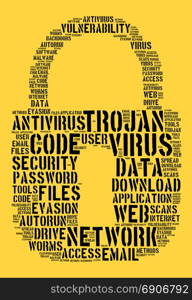 Virus word cloud concept over yellow background