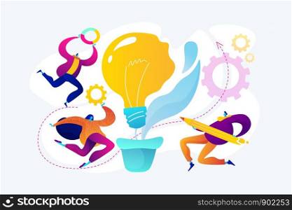 Vision statement, business and company mission, business planning concept. Vector isolated concept illustration with tiny people and floral elements. Hero image for website.. Vision statement concept vector illustration.