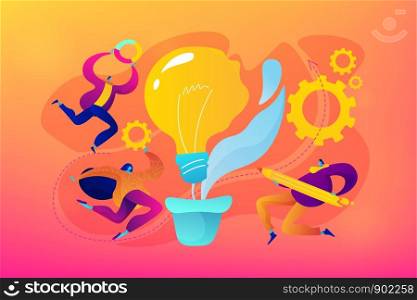 Vision statement, business and company mission, business planning concept. Vector isolated concept illustration with tiny people and floral elements. Hero image for website.. Vision statement concept vector illustration.