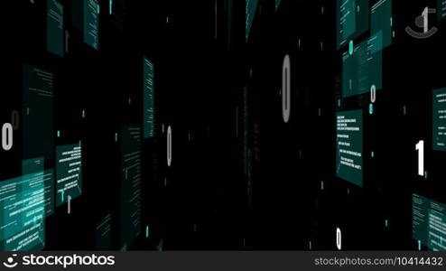 Visionary programming and coding of future software . 3D rendering computer graphic .. Visionary programming and coding of future software