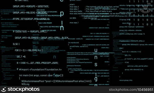 Visionary programming and coding of future software . 3D rendering computer graphic .. Visionary programming and coding of future software
