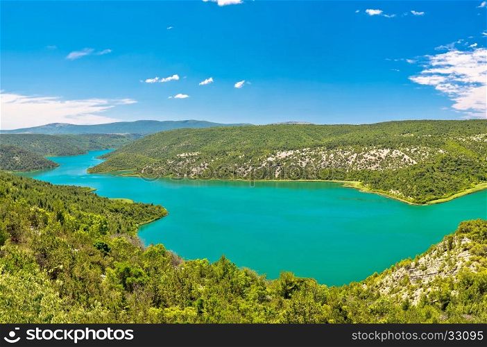 Visovac lake in Krka national park, Dalmatia, Croatia