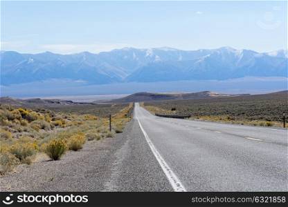 Vista of an endless stretch of road along US 50 Nevada