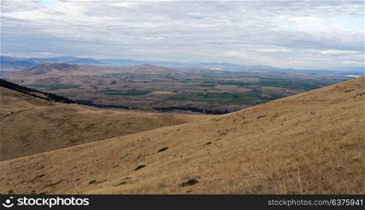 Vista of farmland in Western Montana, near the National Bison Range