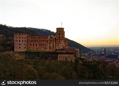 Vista of the city of Heidelberg, Germany at dusk. Vista of Heidelberg, Germany at dusk