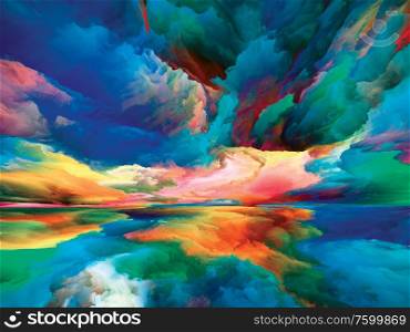 Vistas of Color. Escape to Reality series. Creative arrangement of surreal sunset sunrise colors and textures in conceptual relevance to landscape painting, imagination, creativity and art