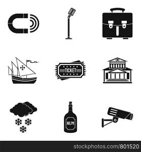 Visual distortion icons set. Simple set of 9 visual distortion vector icons for web isolated on white background. Visual distortion icons set, simple style