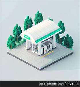 visualization of gas station 3d, isometric ai generative icon. visualization of gas station 3d, isometric