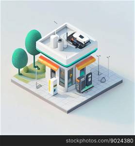 visualization of gas station 3d, isometric ai generative icon. visualization of gas station 3d, isometric