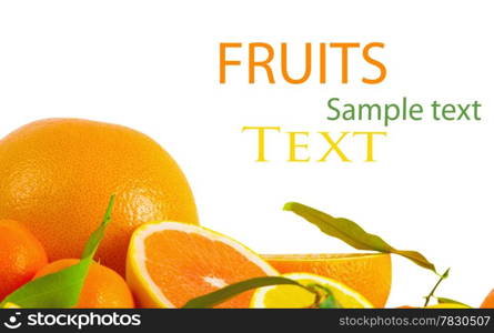 Vitamin C Overload, Stacks of sliced fruit isolated on white