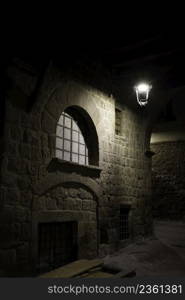 Viterbo, Lazio, Italy: historic buildings by night