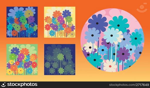 Vivid, colorful, repeating floral background, vector illustration for logos, cards, design.